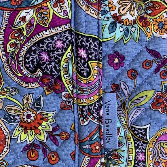 NEW Vera Bradley Province Paisley Tote Bag Blue Cotton Quilted Shabby Chic - Picture 2 of 5